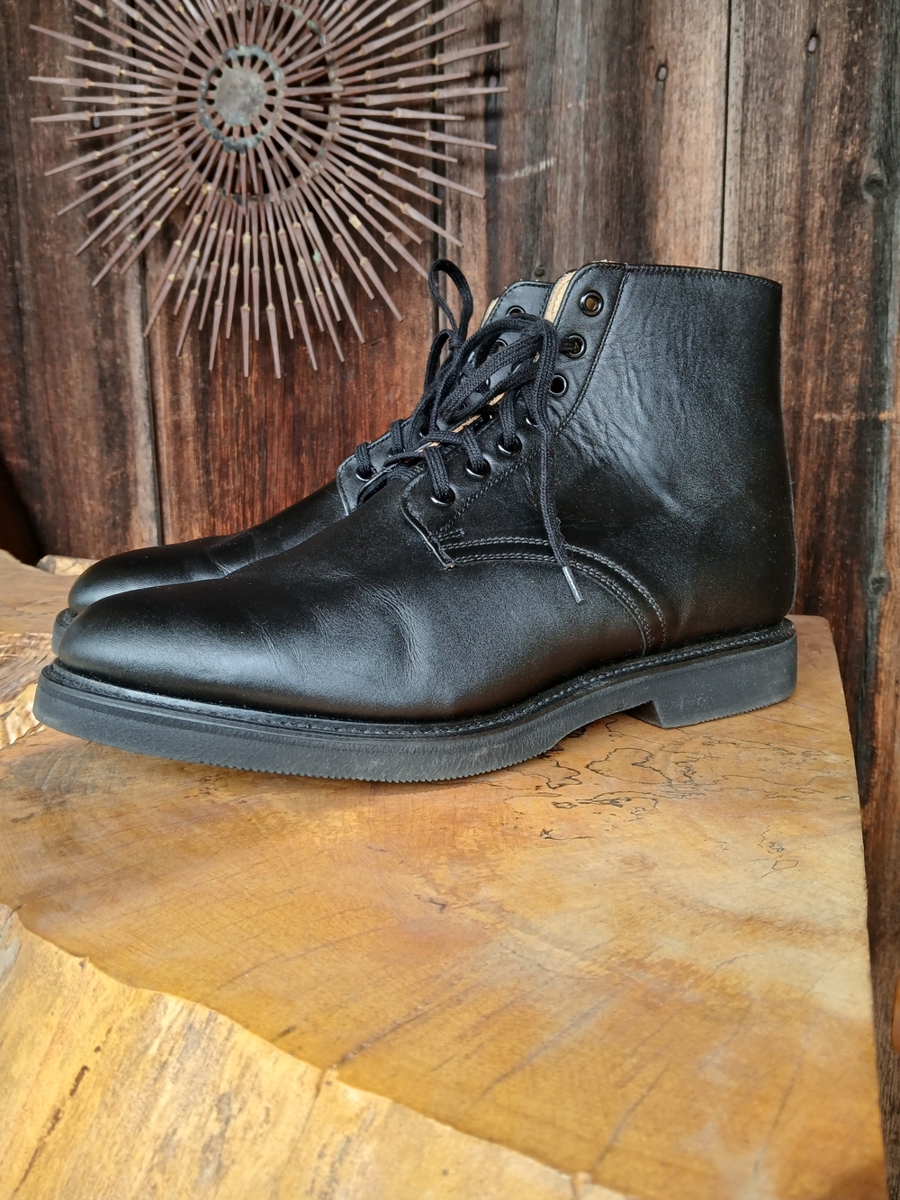Boulet Black Leather Lace-Up Boots